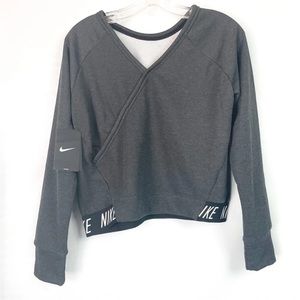 Nike Girls L Reversible Sweatshirt Studio Pullover Dri Fit Dark Gray NWT